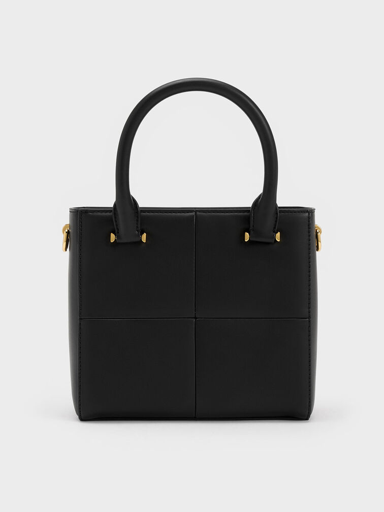 Georgette Square Tote Bag, Black, hi-res