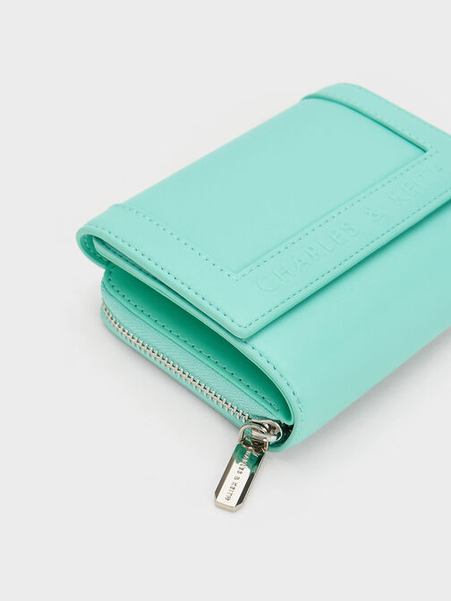 Stitch-Trim Front Flap Wallet, Mint Green, hi-res