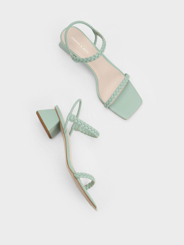 Braided Back Strap Sandals, Mint Green, hi-res