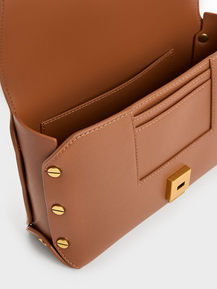 Clea Chain-Handle Bag, Tan, hi-res