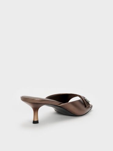 Griselda Metallic Kitten-Heel Mules, Bronze, hi-res