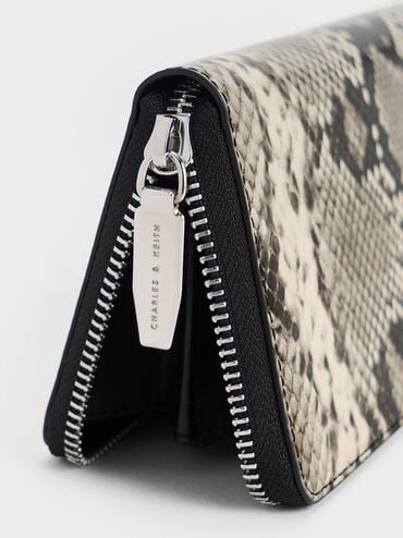 Snake-Print Zip-Around Long Wallet, Multi, hi-res