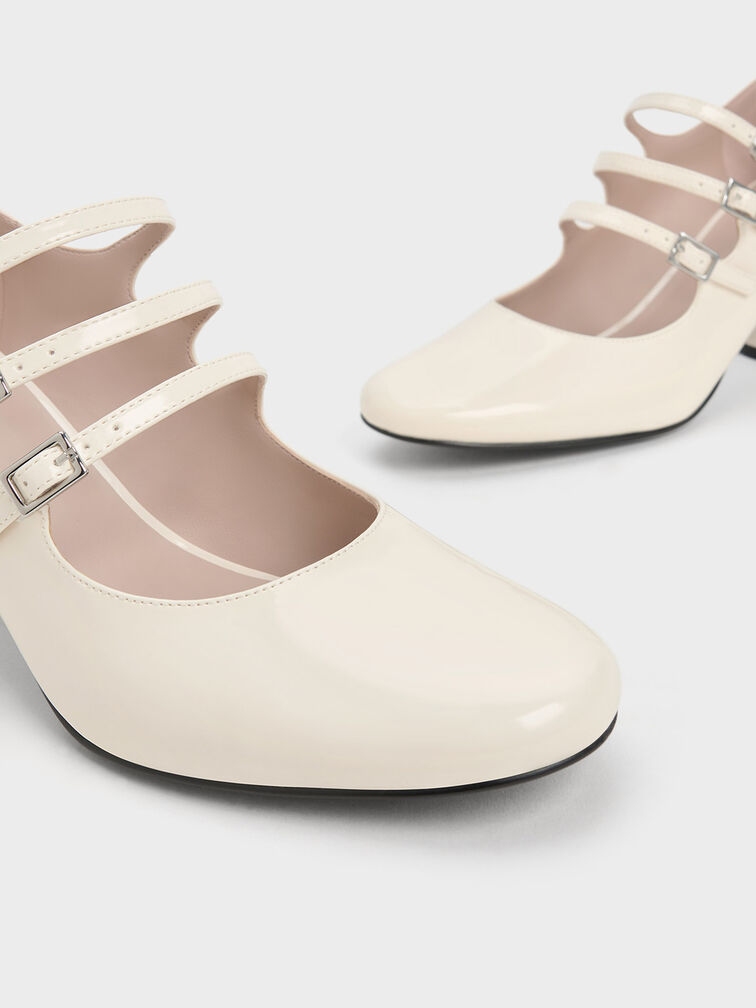 Claudie Patent Buckled Mary Janes, Chalk, hi-res