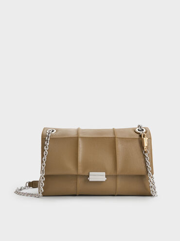 Delfina Quilted Chain-Strap Shoulder Bag, Walnut Brown, hi-res