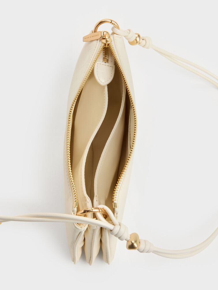 Augustine Eel-Effect Knotted-Strap Shoulder Bag, Cream, hi-res