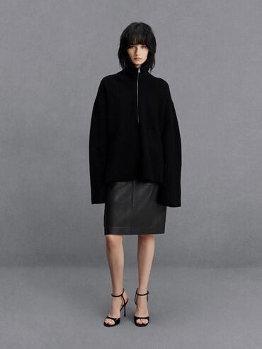 Leather Ankle-Strap Pumps, Black Box, hi-res