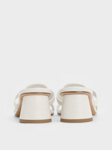 Easley Croc-Effect Cut-Out Heeled Sandals, Animal Print White, hi-res