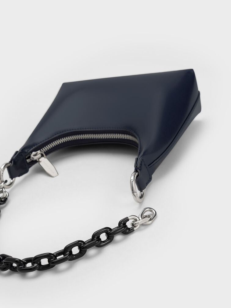 Koi Chain Handle Shoulder Bag, Navy, hi-res