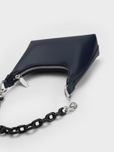 Koi Chain Handle Shoulder Bag, Navy, hi-res