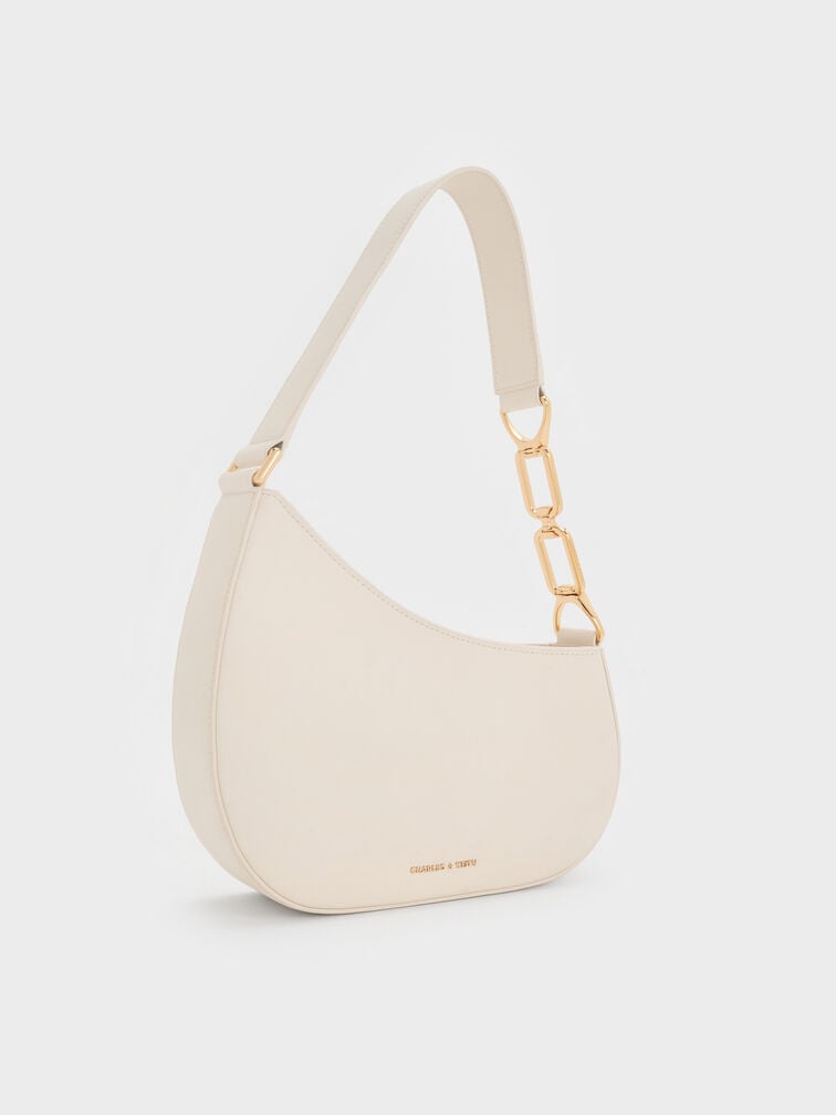 Agatha Chain-Accent Shoulder Bag, Cream, hi-res