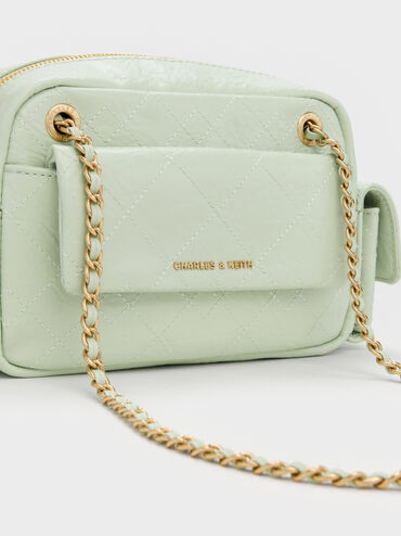 Duo Quilted Crossbody Bag, Mint Green, hi-res