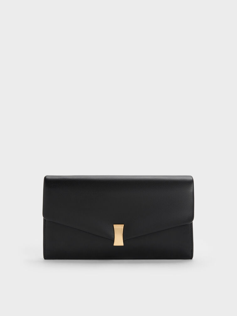 Lilibet Metallic-Accent Chain-Strap Long Wallet, Black, hi-res