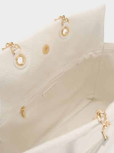 Duo Quilted Braided-Strap Drawstring Two-Way Backpack, Cream, hi-res