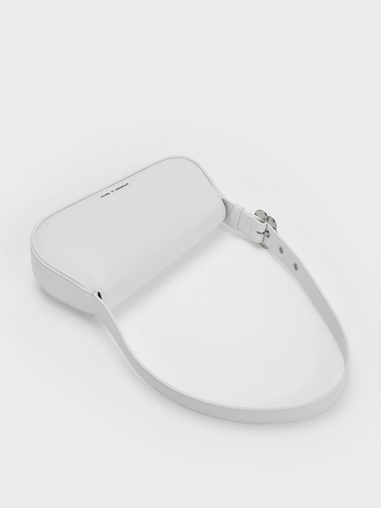 Petra Asymmetrical Front Flap Bag, White, hi-res