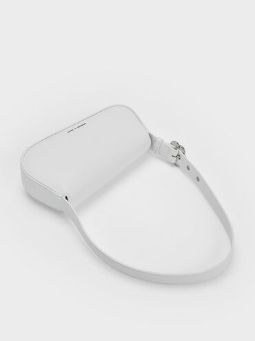 Petra Asymmetrical Front Flap Bag, White, hi-res