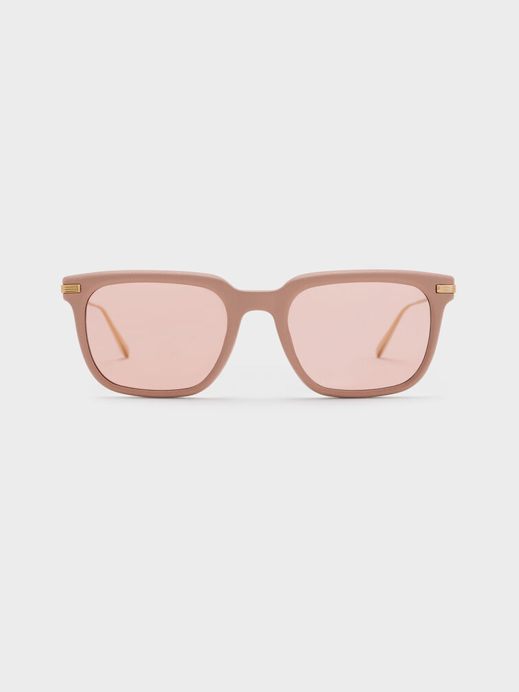 Aura Recycled Acetate Rectangular Sunglasses, Pink, hi-res