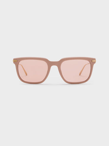 Aura Recycled Acetate Rectangular Sunglasses, Pink, hi-res
