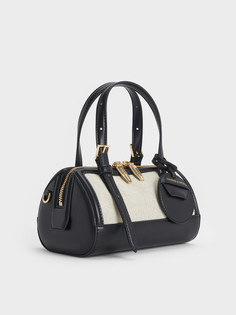 Enola Canvas Two-Tone Bowling Bag, Black, hi-res