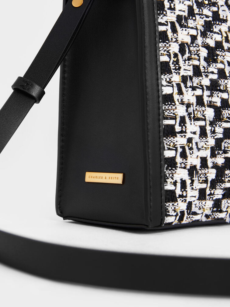 Tweed Double Handle Tote Bag, Black, hi-res