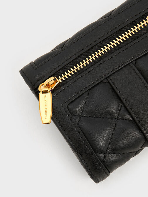 Este Quilted Belted Small Wallet, Black, hi-res