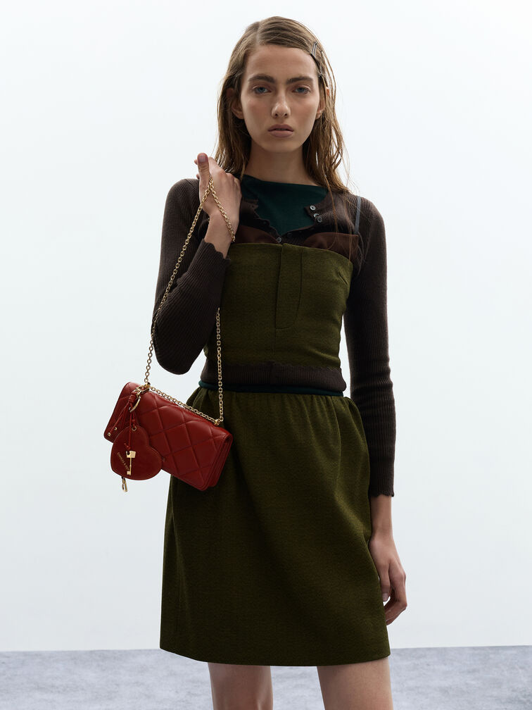 Paffuto Quilted Wallet On Chain, Tomato Red, hi-res