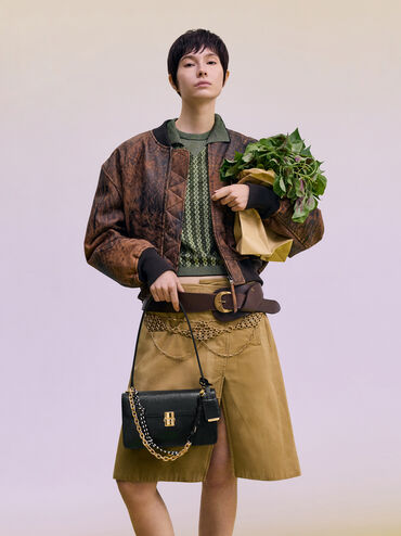 Acelynn Rope-Chain Shoulder Bag, Black, hi-res