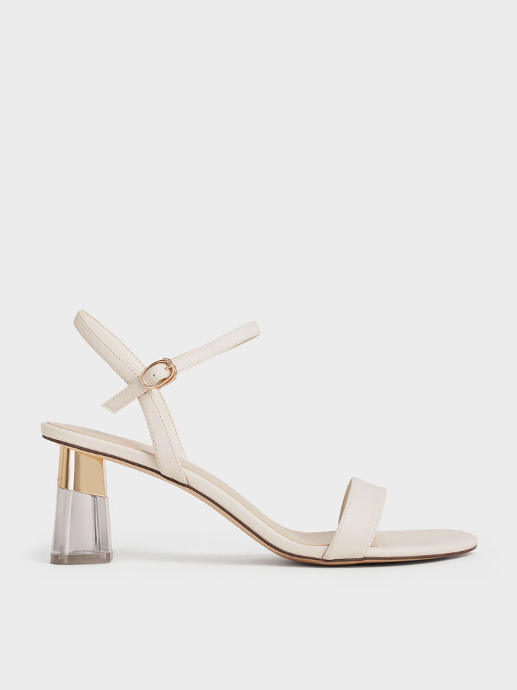 Oleana Clear Trapeze Heel Sandals, Chalk, hi-res