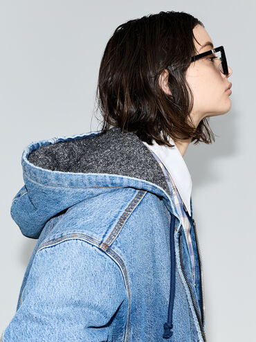 Maude Recycled Acetate Square Sunglasses, Black, hi-res