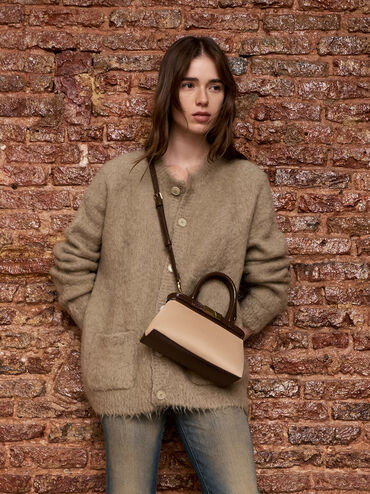 Aurelia Croc-Effect & Faux Suede Metallic-Accent Elongated Tote, Multi, hi-res