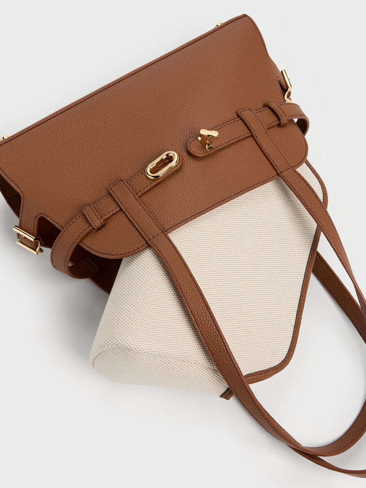 Aubrielle Belted Shoulder Bag, Chocolate, hi-res