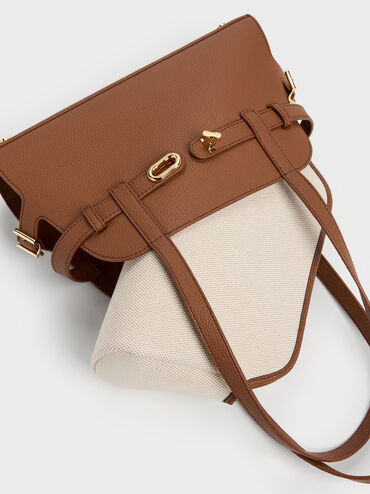 Aubrielle Belted Shoulder Bag, Chocolate, hi-res