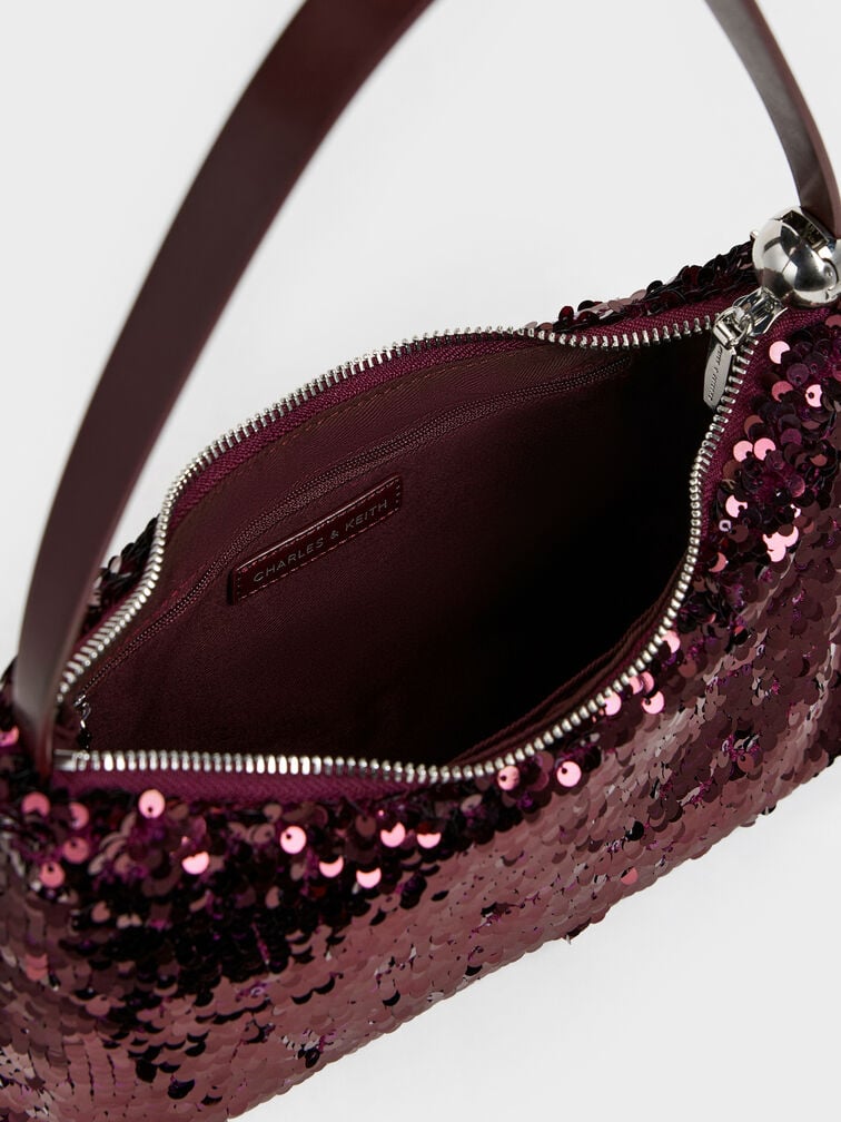 Jesmyn Sequinned Two-Way Bag, Burgundy, hi-res