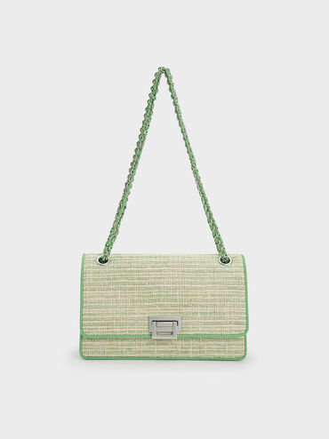 Everline Tweed Braided-Strap Shoulder Bag, Green, hi-res