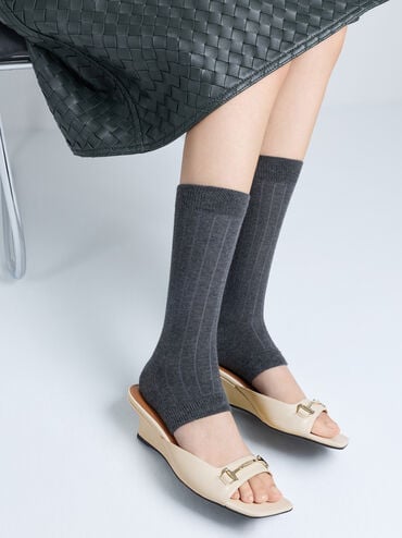 Erinna Metallc-Accent Wedge Mules, Cream, hi-res