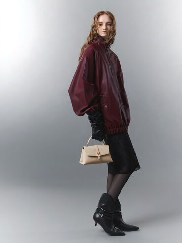 Adalyn Metallic-Buckle Chain-Strap Top Handle Bag, Dusted Oat, hi-res