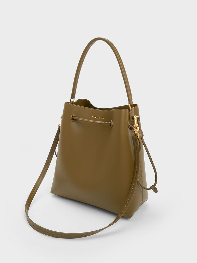 Bellamy Drawstring Hobo Bag, Khaki, hi-res