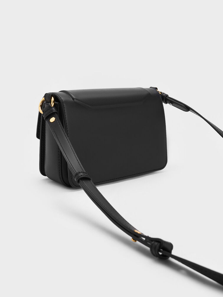 Kalinda Metallic Accent Boxy Bag, Black, hi-res