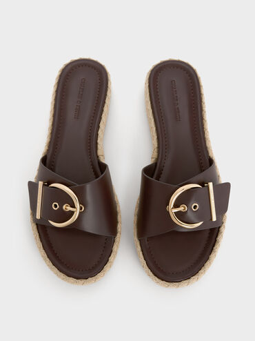 Kaida Buckled Espadrille Sandals, Maroon, hi-res