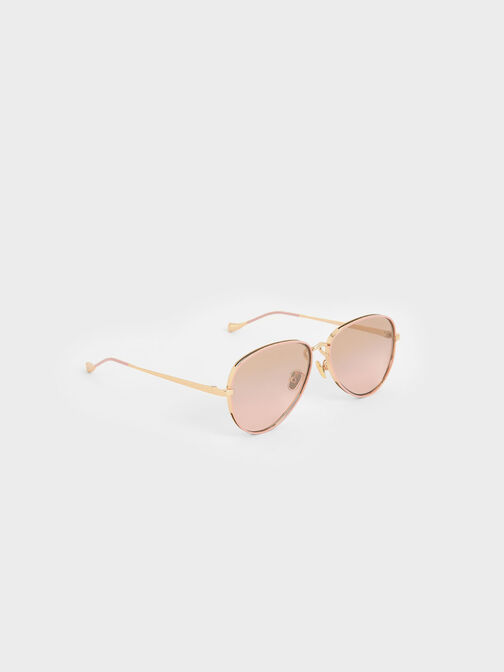 Tinted Aviator Sunglasses, Pink, hi-res