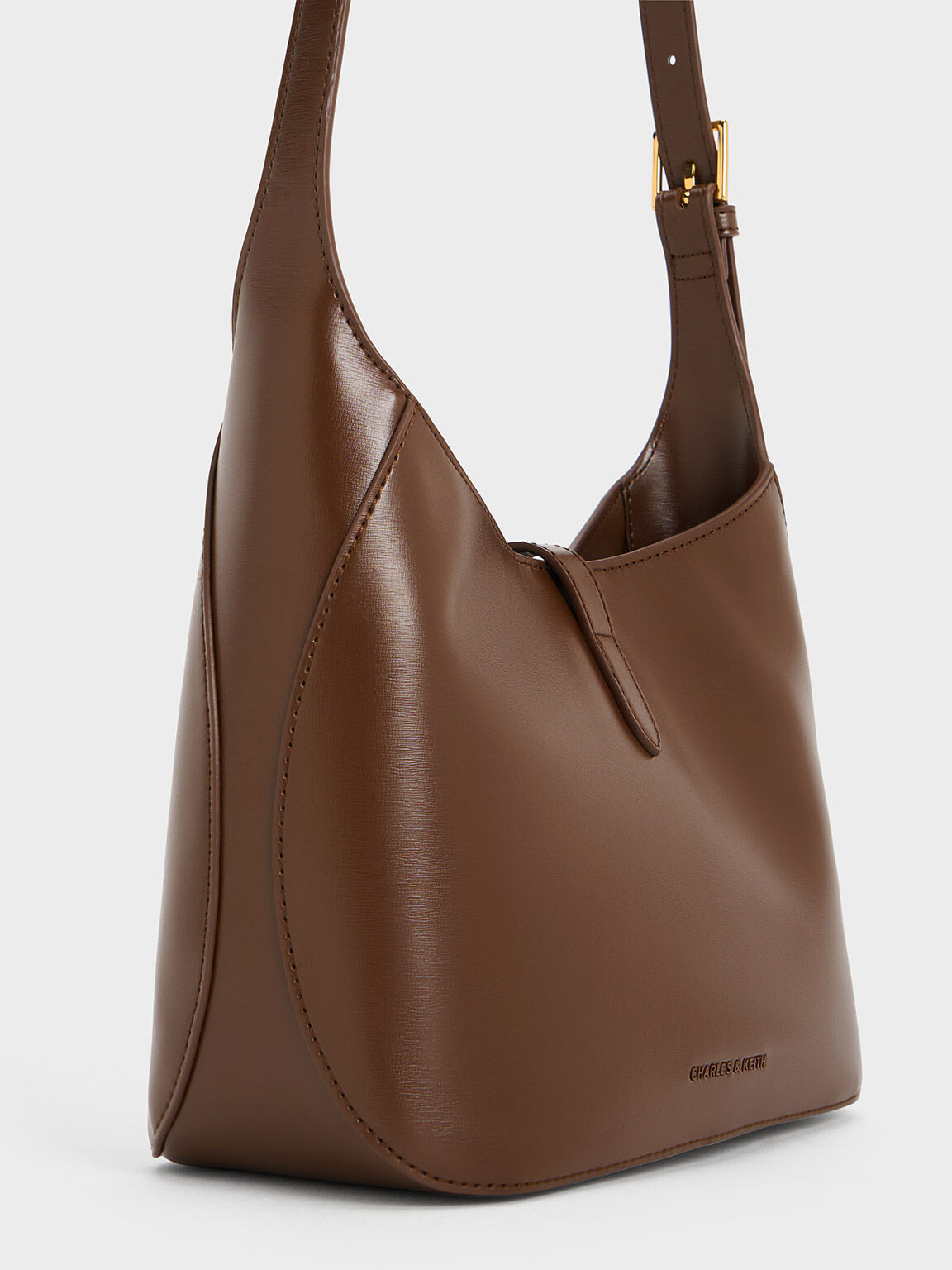 Dark Brown Wisteria Belted Shoulder Bag CHARLES KEITH IN