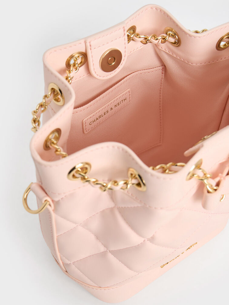 Julia Quilted Two-Way Bucket Bag, Light Pink, hi-res