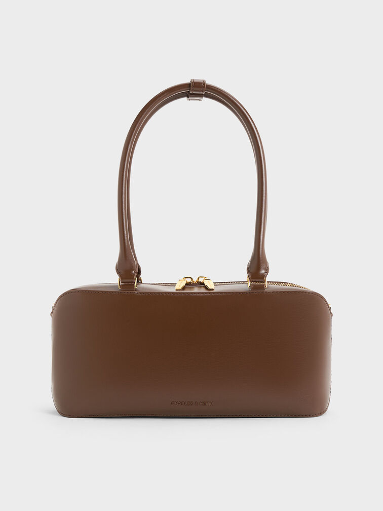 Wisteria Elongated Top Handle Bag, Dark Brown, hi-res