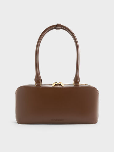 Wisteria Elongated Top Handle Bag, Dark Brown, hi-res