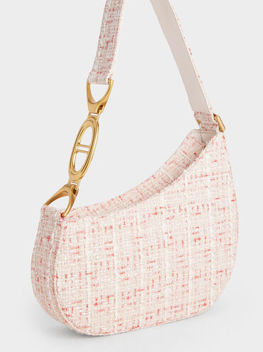 Tweed Asymmetrical Shoulder Bag, Cream, hi-res