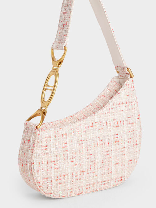 Tweed Asymmetrical Shoulder Bag, Cream, hi-res