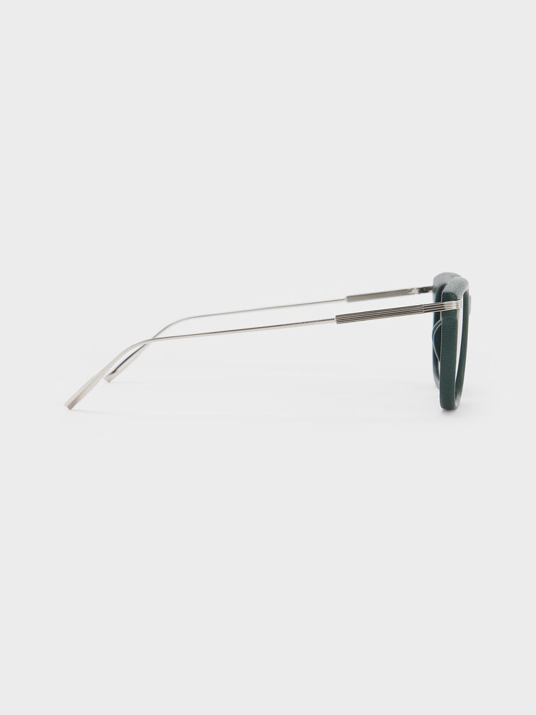 Aura Recycled Acetate Rectangular Sunglasses, Teal, hi-res