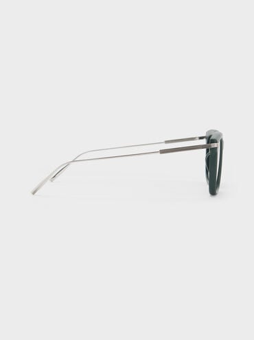 Aura Recycled Acetate Rectangular Sunglasses, Teal, hi-res