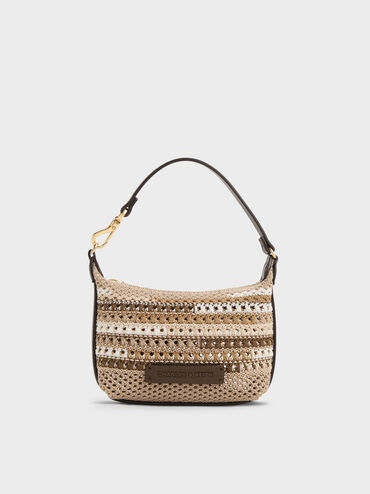 Micro Ida Multi-Stripe Knitted Bag, Multi Brown, hi-res