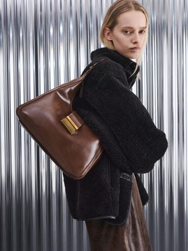Charlot Hobo Bag, Dark Brown, hi-res
