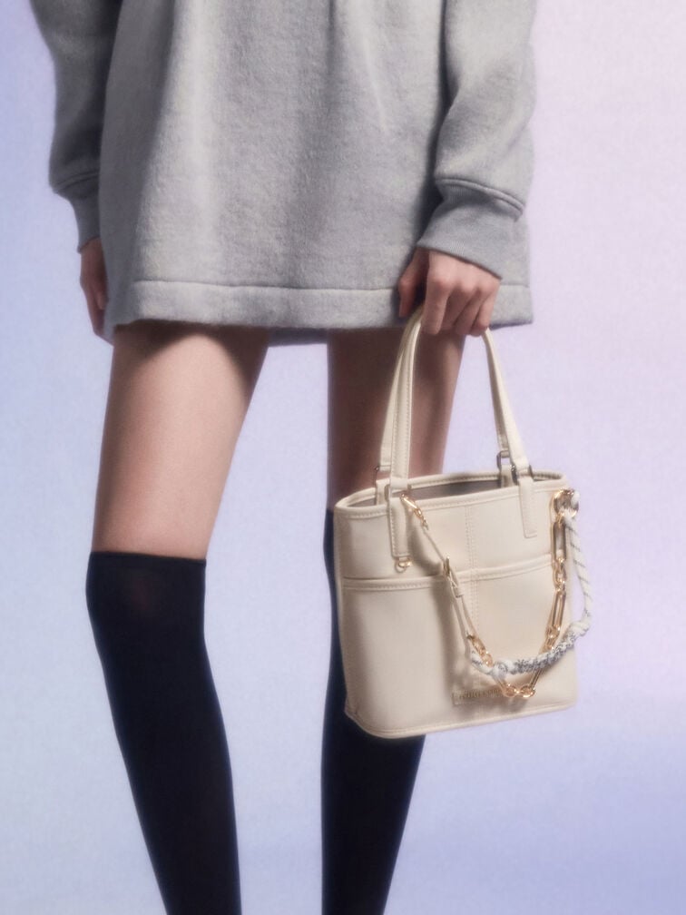 Addison Knotted-Rope Reversible Tote Bag, Cream, hi-res